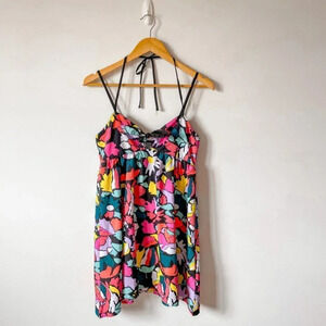 Roxy Colourful Floral V Neck Mini Dress Sz S
